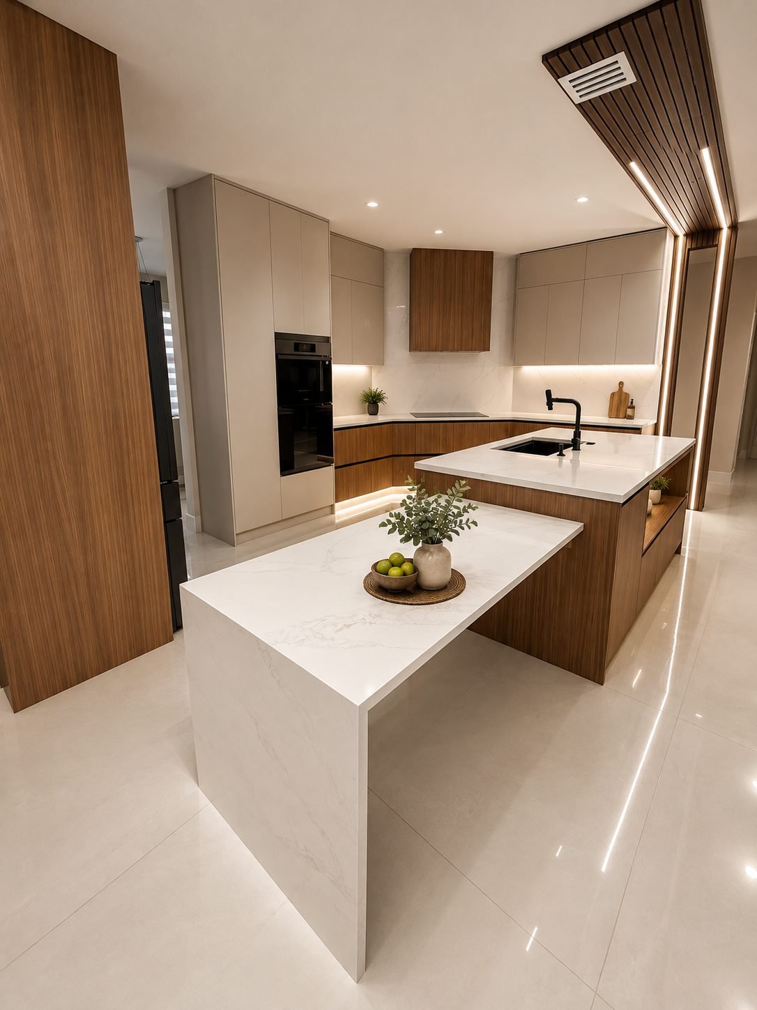 Contemporary Wood & Quartz Kitchen