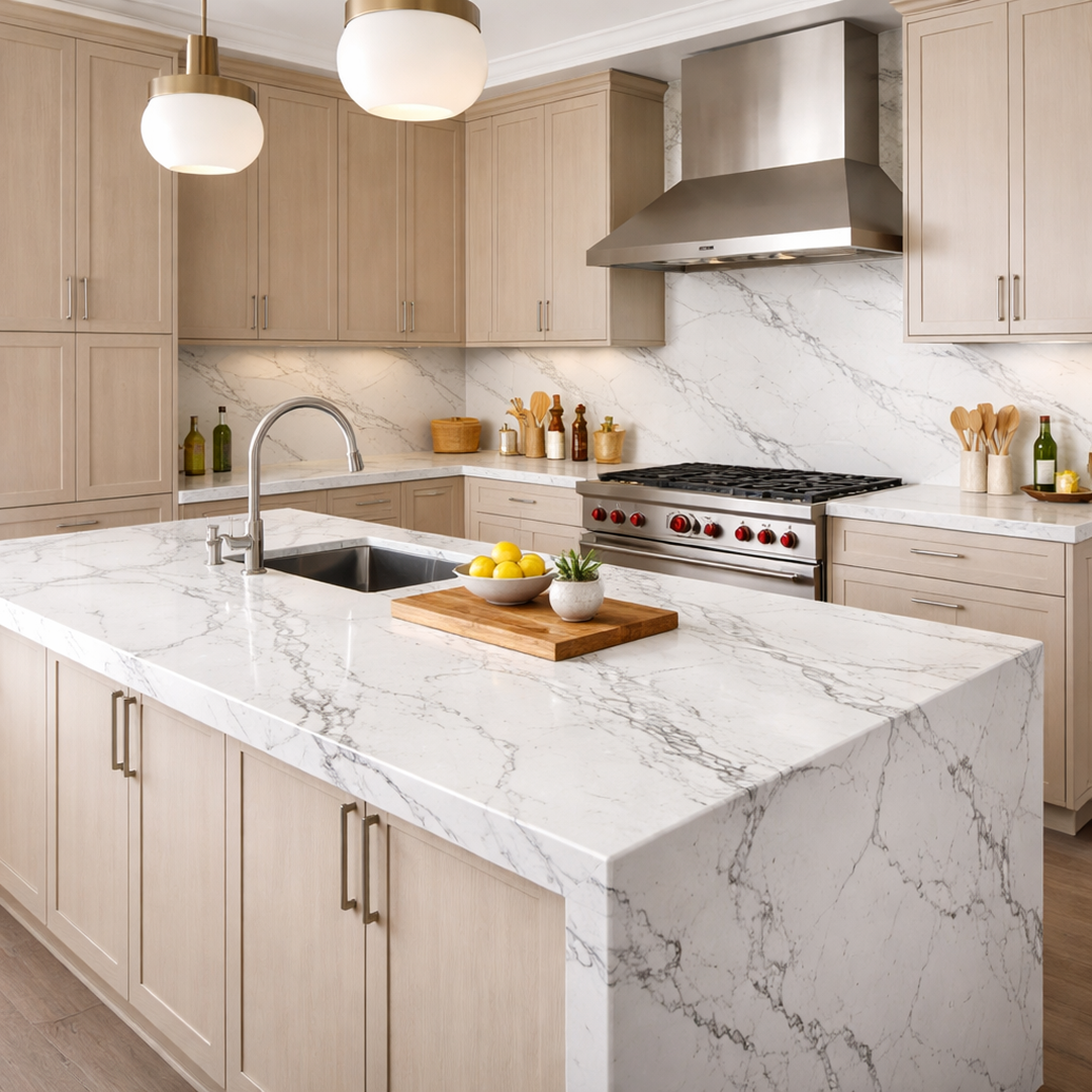 Calacatta Capraia Quartz Countertop Jumbo Size: 127” x 63.5” - Image 3