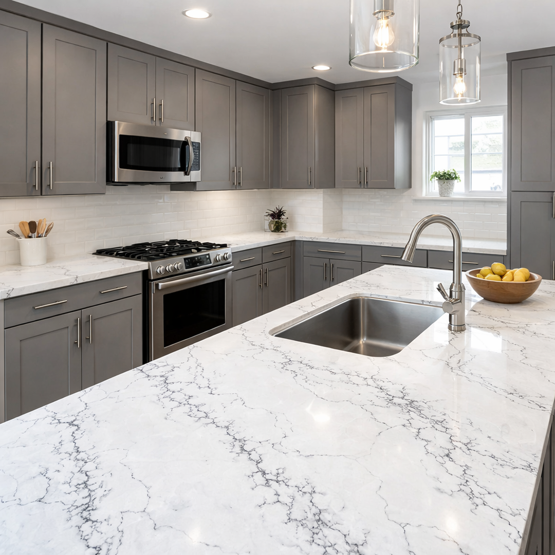 Calacatta Capraia Quartz Countertop Jumbo Size: 127” x 63.5” - Image 4